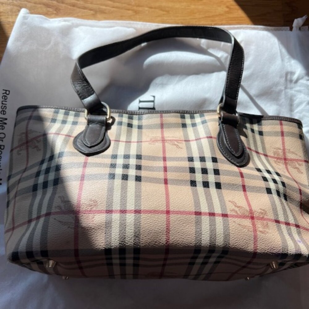 Authentic BURBERRY HAYMARKET CHECK TOTE - shoulder bag *vintage*